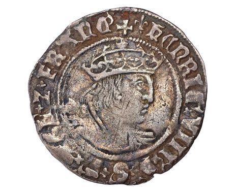 Henry VIII, Second Coinage (1526-44) Groat, (2.61g), mm. Lis, Laker bust D, reads DIVITOR on reverse, (S.2337E); evidence of 