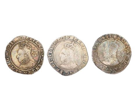 3x Elizabeth I, Sixpences; comprising: 1583, 2.94g, mm. bell, ELIZAB legend (S.2578A); some weakness to legend and bust, Fine