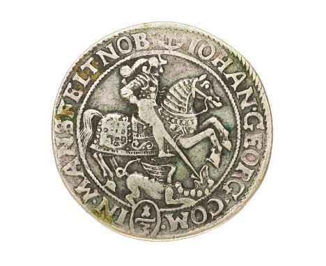 German States, Mansfeld-Eisleben, John-George III, 1/3 Thaler 1672, (32.5mm. 9.32g), obv. St. George on horseback, slaying dr