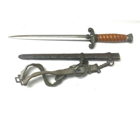 A German Army Officer Dagger with Amber style grip, stamped Clemen &amp; Jung, Solingen, complete with strap, the scabbard an