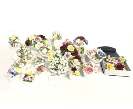 Ceramic posies by Coalport, Royal Adderley, Royale Stratford, Doulton and other. Some damage Postage cat D