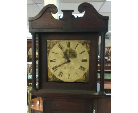 A mahogany case 30 hour longcase clock with painted dial, approx 196cm. Shipping category D.