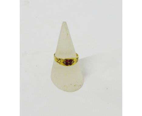 An Edwardian 18ct ruby and diamond set ring, with full Chester 1902 hallmarks