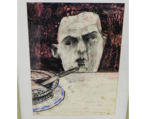 Robbie Bushe 'Slice of Pie' Mixed media, signed in pencil and dated '90, in a glazed frame, 32 x 44 