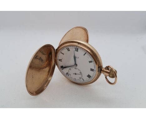 A 9ct rose gold (hallmarked) Limit full hunter double cased pocket watch - approx 5cm diameter - working in the saleroom - ap