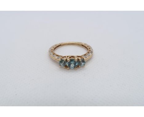 A 14ct yellow gold (hallmarked) ring with Zircon - ring size Q/R - weight approx 3.4 grams 