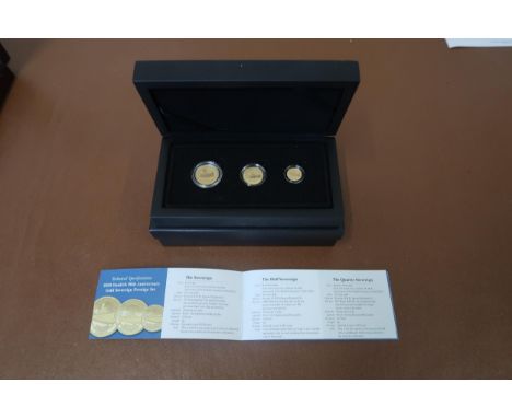 Hatton's of London 2020 three gold proof coin set - Full sovereign, half sovereign and quarter sovereign - commemorating 80th