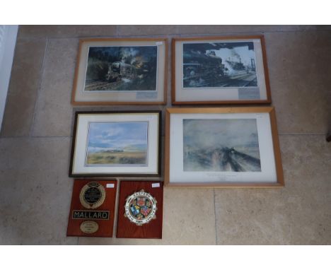 Two Terence Cuneo prints - 'Night Express' and 'Memories of Willesden Junction' 39cm x 28cm together with colour print JMW Tu