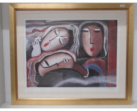 Long Lee numbered lithograph - Song of Nature - framed and glazed and signed - 55cm x 71cm 