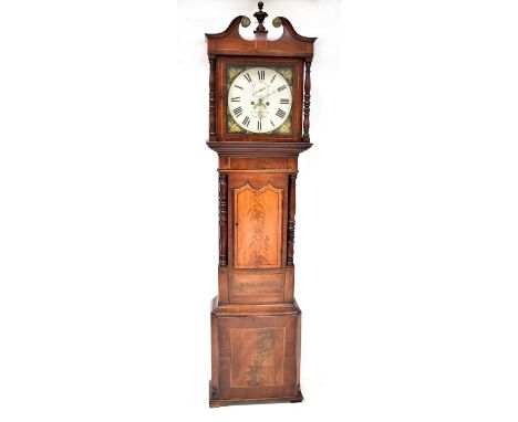 W. B. CORNFORTH, MACCLESFIELD; a 19th century mahogany cased eight-day longcase clock, the painted dial set with Roman numera