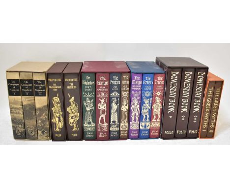 THE FOLIO SOCIETY; various box sets to include 'Domesday Book' in three volumes, 'The Campaigns of Napoleon' in three volumes