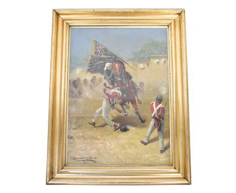 R. CARRUTHERS WILKINSON; oil on canvas, battle scene, signed and dated 1913, 54 x 39cm, framed and glazed.