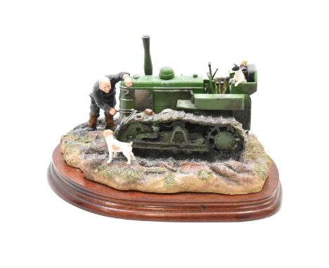 BORDER FINE ARTS; a model tractor, 'Starts First Time', model no. B0702, with wooden base, in original box and packaging.Cond