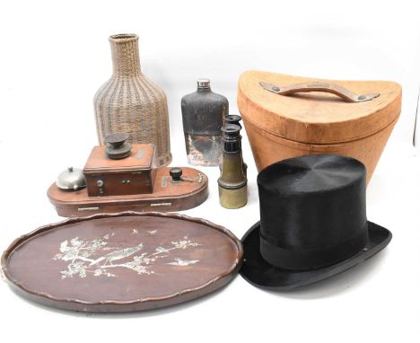 A group of mixed collectibles including a Sterling Telephone and Electric Co Ltd vintage wooden framed telephone receiver, le