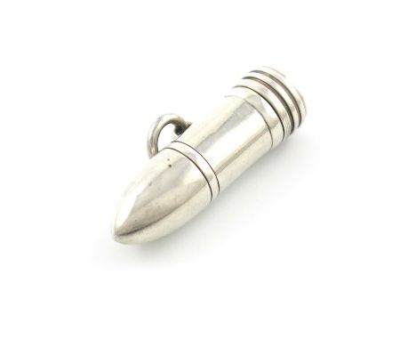 A Victorian novelty silver pencil, by S. Mordan and Co, also marked Rd284623, modelled as an artillery shell, with a ring att