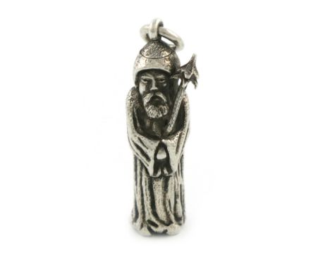 A Victorian novelty silver figural pencil, by S. Mordan and Co. with a registration lozenge for 1880, modelled as a man weari