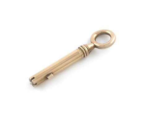 A Victorian novelty gold pencil, unmarked, modelled as a Bramah key, length closed 5.5cm. Provenance: The KB Collection of Pe