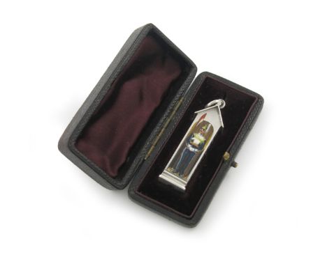 A very rare Victorian novelty silver and enamel pencil, by S. Mordan and Co., also marked Rd No. 63069, modelled as a sentry 