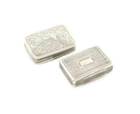 A George IV silver vinaigrette, by John Bettridge, Birmingham 1825, rectangular form, engine-turned decoration, pierced folia