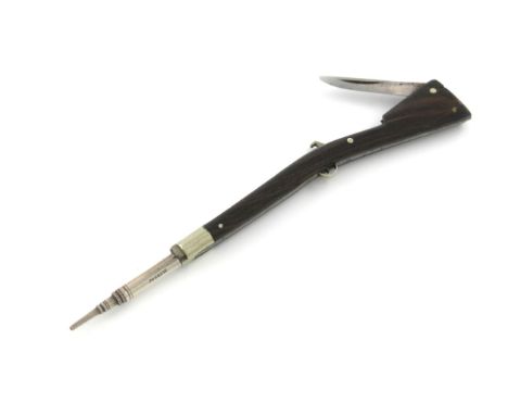 A Victorian novelty metal mounted wooden pencil / quill cutter, by Joseph Rogers and Sons, circa 1890, modelled as a rifle, l