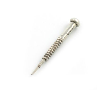 A Victorian novelty silver pencil, maker's mark worn, Birmingham 1897, with a ring attachment, length 4.4cm. Provenance: The 