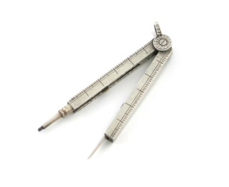 A Victorian novelty silver pencil and toothpick, marked with Patent 2279', with calibrated engraving, with a ring attachment,