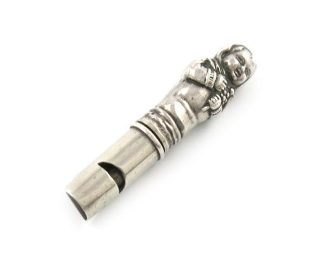 A Victorian novelty silver figural pencil and whistle, by S. Mordan and Co. circa 1882, modelled as a child in the Kate Green