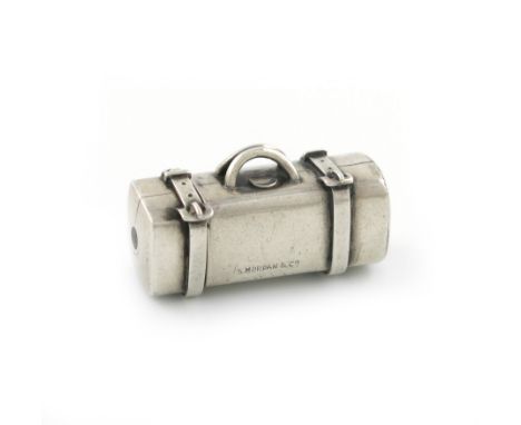 A Victorian novelty silver pencil, by S. Mordan and Co., circa 1880, modelled as a suitcase, with simulated leather straps, l