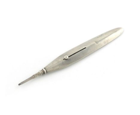 A late-Victorian silver combination pencil and letter knife, by S. Mordan and Co, plain feather form, length 9.7cm. Provenanc