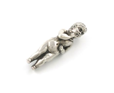 A Victorian novelty silver figural pencil, by Leuchars, also with a registration lozenge, modelled as a child wearing a neckl