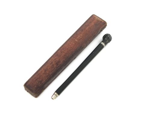 A Victorian novelty silver mounted carved ebony pencil, by S. Mordan and Co, with a registration lozenge for 1873, modelled a