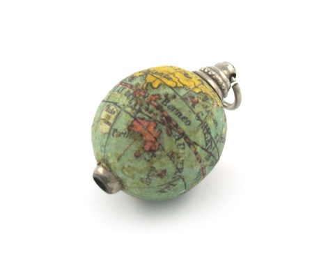 A novelty papier-mâchè pencil, modelled as a globe, with a ring attachment, length 3cm. Provenance: The KB Collection of Penc