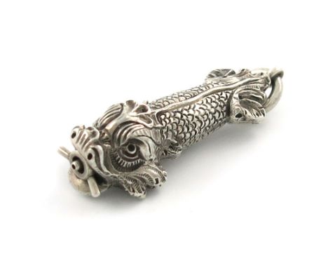 A Victorian novelty silver pencil, by Thornhill, modelled as a mythical dolphin, with a ring attachment, length closed 4.5cm.