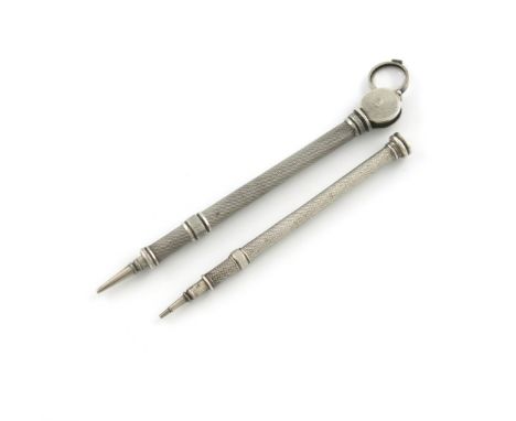 A George IV silver Everpointed pencil, by Butler and Co, London circa 1827, cylindrical form, engine-turned decoration, lengt