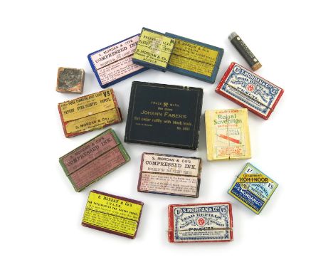 A collection of various boxed sets of pencil leads, the majority by and for S. Mordan and Co., but also Johan Faber's and E. 