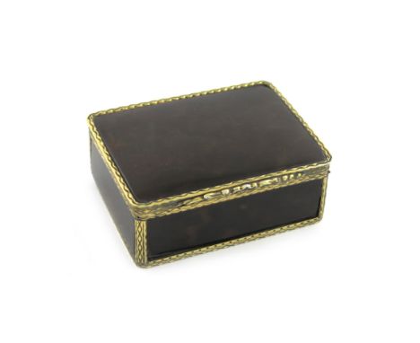 λA late 18th century French silver-gilt and tortoiseshell snuff box, maker's mark of D.L in a lozenge, rectangular form, brig