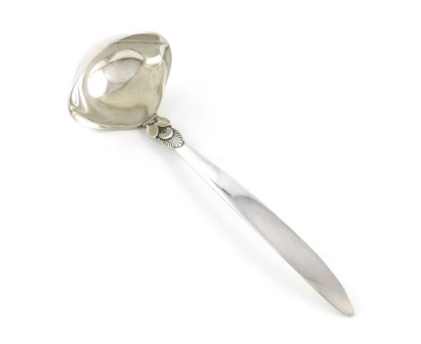 Designed by Gundorph Albertus for Georg Jensen, a Danish silver Cactus pattern sauce ladle, oval bowl, length 18.2cm, approx.