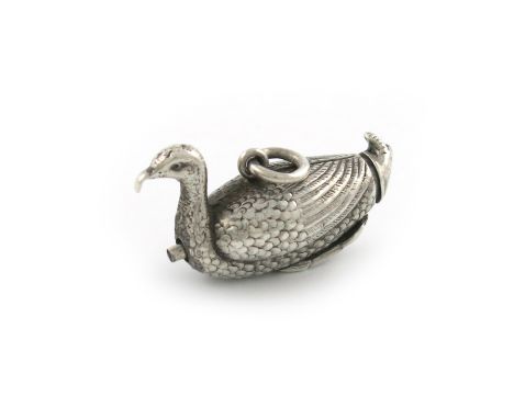 A Victorian novelty silver pencil, by S. Mordan and Co., also with a registration lozenge, modelled as a duck, with a ring at