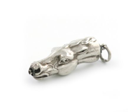 A Victorian novelty silver pencil, by S. Mordan and Co. modelled as a horse's head, with a ring attachment, length closed 3.5