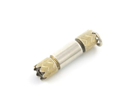 A Victorian novelty parcel-gilt silver pencil, retailed by Hamilton and Co. Calcutta, circa 1879, modelled as a cracker, text