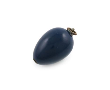 A Victorian novelty gilt-metal and composition pencil, marked Pat Oct 23. 77', modelled as dark blue egg, with a ring attachm