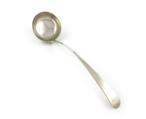 An early 19th century Scottish provincial silver Old English pattern soup ladle, by Thomas Davie, Greenock circa 1820, the te