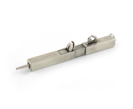 A rare Victorian novelty silver pencil, by S. Mordan and Co, modelled as a carpenter's plane, with a ring attachment, length 