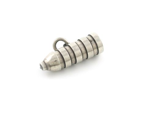 A Victorian novelty silver pencil, by Thornhill, circa 1890, modelled as a Palliser bullet, with a ring attachment, length cl