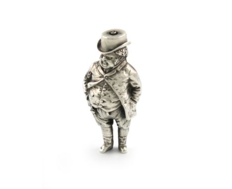A Victorian novelty figural silver pencil, marked with a registration lozenge, modelled as a Dickensian character, possibly M