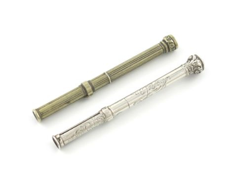 A Victorian John Sheldon Improved Patent Unique Pocket Companion, Birmingham 1852, cylindrical form, engraved decoration, the