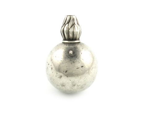 A Victorian novelty silver pencil, by Portner and Houle, 5th April 1880, modelled as a grenade, length closed 3.5cm. Provenan