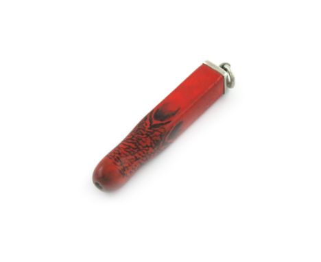 A Victorian novelty silver pencil, by S. Mordan and Co., modelled as stick of sealing wax, with a ring attachment, length clo