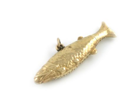 A Victorian 10-carat novelty silver pencil, by S. Mordan and Co, also marked with the arrow mark, modelled as a salmon, textu