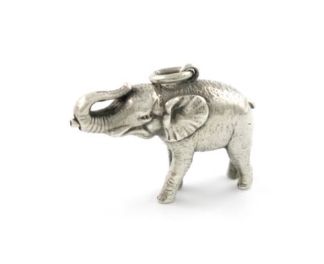 A Victorian novelty silver pencil, by S. Mordan and Co., modelled as a standing elephant, tail a.f, with a ring attachment, l